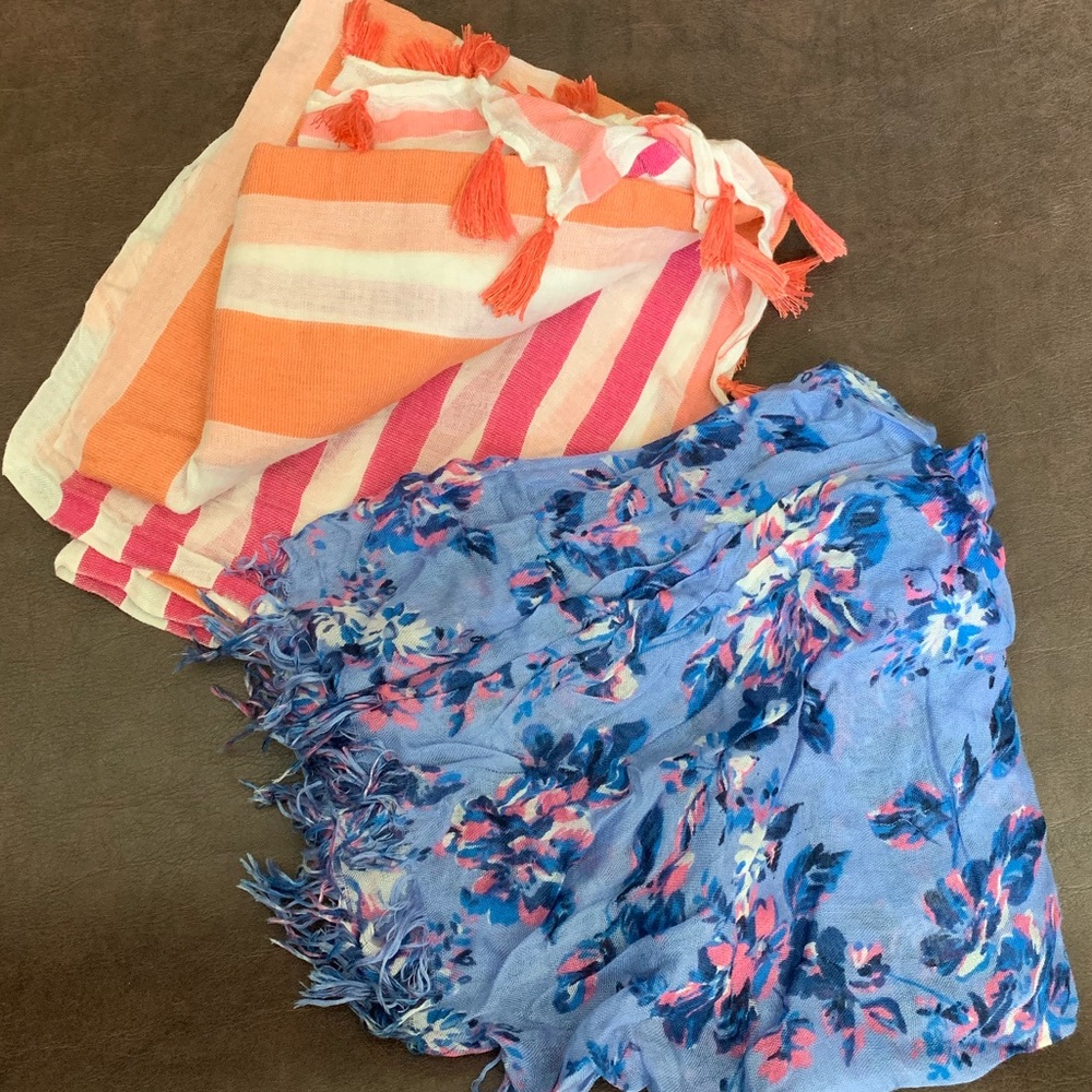 Set of 2 lightweight summer scarves.